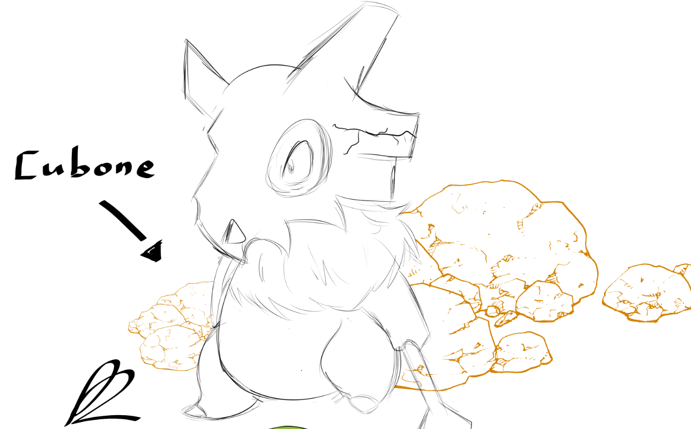 Drawing of the Pokemon Cubone