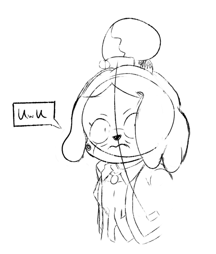 Drawing of the character Isabelle from Animal crossing